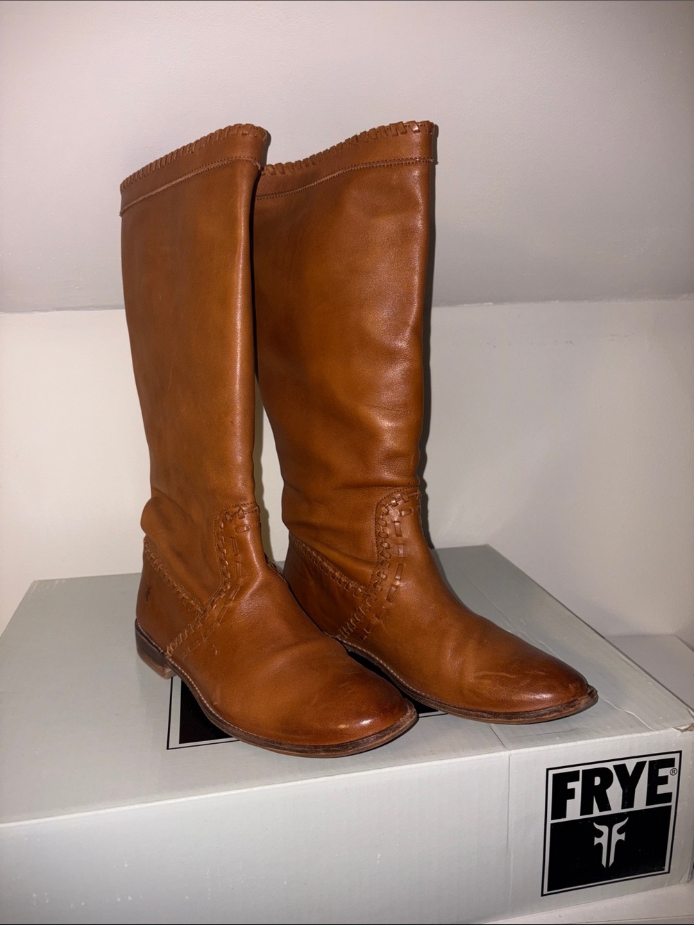Frye Women's Tall Leather Over-the-Knee Boots in Cognac Brown
